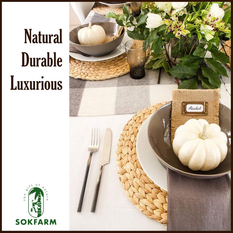 SOKFARM Woven Placemats Set of 6, Table Mats Set of 6, Water Hyacinth Round Placemats for Round Table, Chargers for Dinner Plates, Wicker Chargers for Dinner Plates, Woven Placemat, Place Mats 11.8 in - Image 3